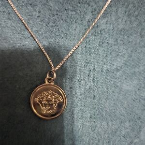 Versace Silver Repurposed Zipper Pull Pendant